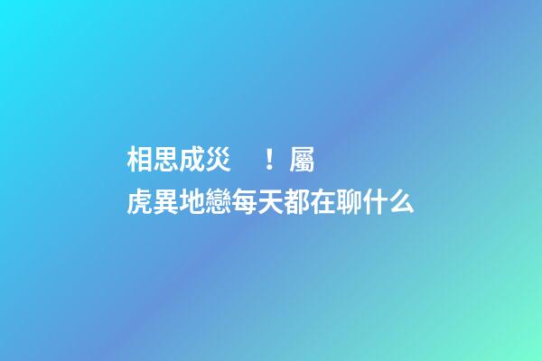 相思成災！屬虎異地戀每天都在聊什么